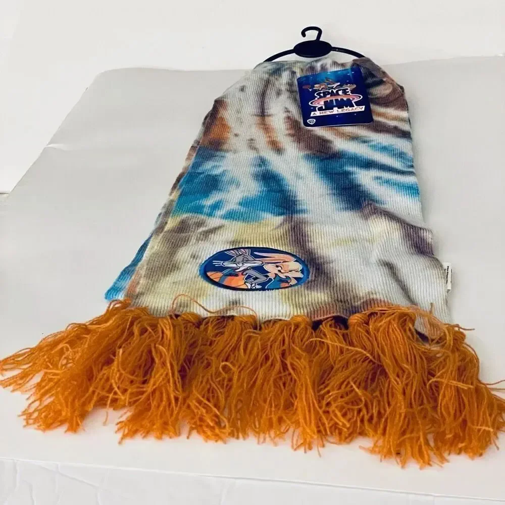 NWT Gorgeous trendy tie dye Space Jam Tassels scarf super soft, cozy & warm!!!